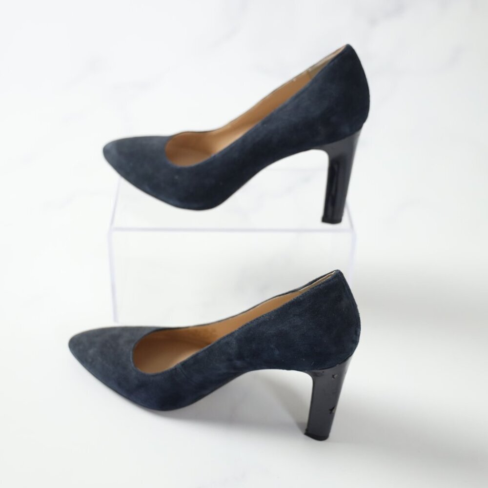 Franco Sarto Dark Navy Suede Heels Sz 8 - Picture 4 of 8